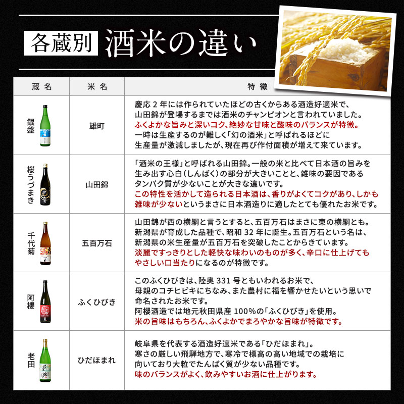 大吟醸 飲み比べ720ml 5本組セット