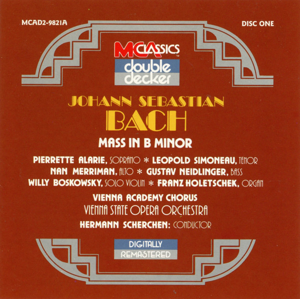 【中古】Mass In B Minor: Scherchen / Vienna State Orchestra / Bach, Johann Sebastian バッハ（帯なし）｜metacyverse