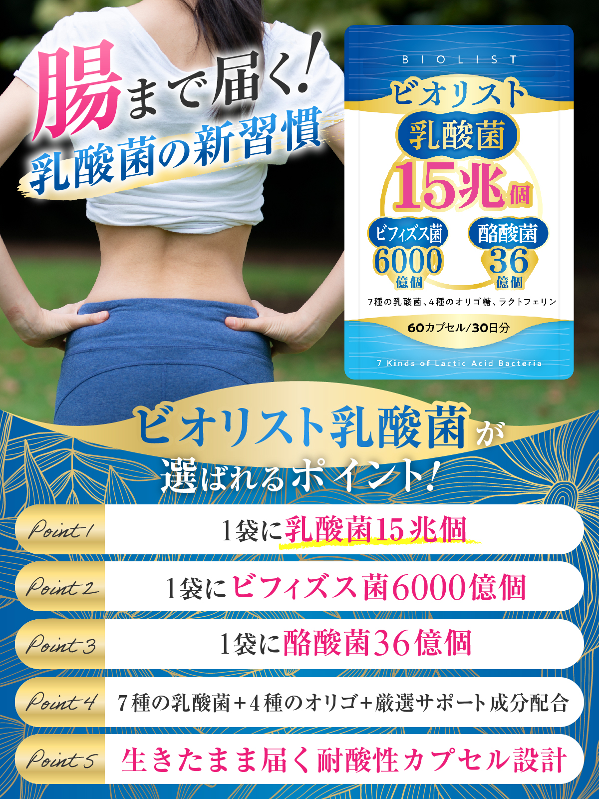 医師監修 生きた 乳酸菌15兆個×ビフィズス菌6000億個×酪酸菌36億個