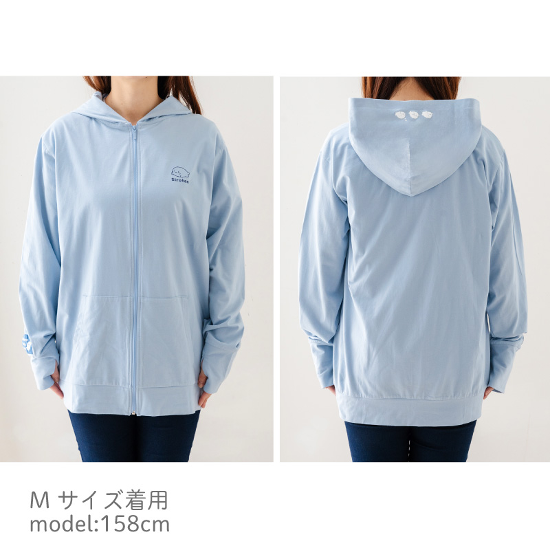Mother garden しろたん 指穴付ジップパーカー 水色 S M L XL