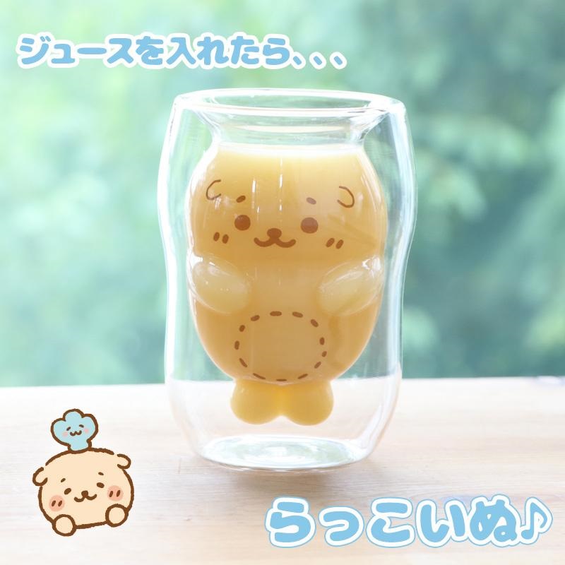 グラス しろたん らっこいぬ ダブルウォールグラス 単品 2層構造グラス 食洗機対応 二層構造 2重構造 二重構造 耐熱グラス 耐熱ガラス｜mg-sweet｜03