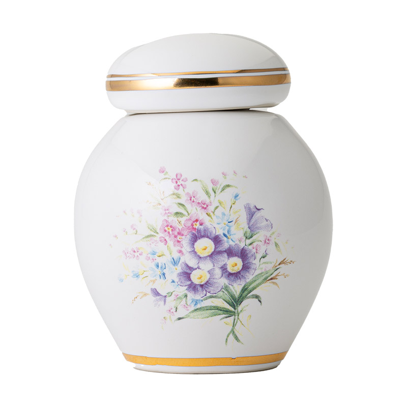 陶器製 ミニ骨壷 花ポット モチーフが選べる・てのひらに包むと