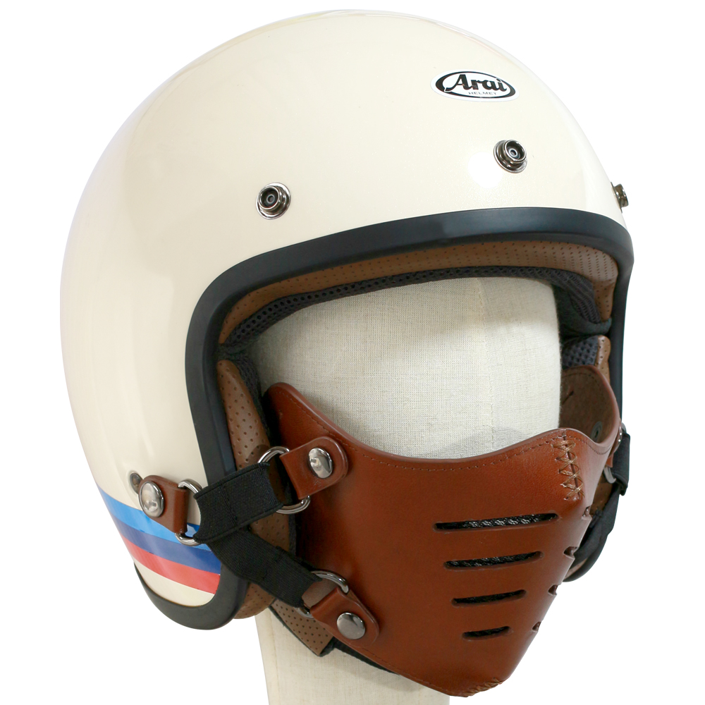 激レア　入手困難　Owens Helmets 半帽用レザーマスク MG TRAIL フェイスマスク バイク マスク 本革 イタリアンレザー 2026年