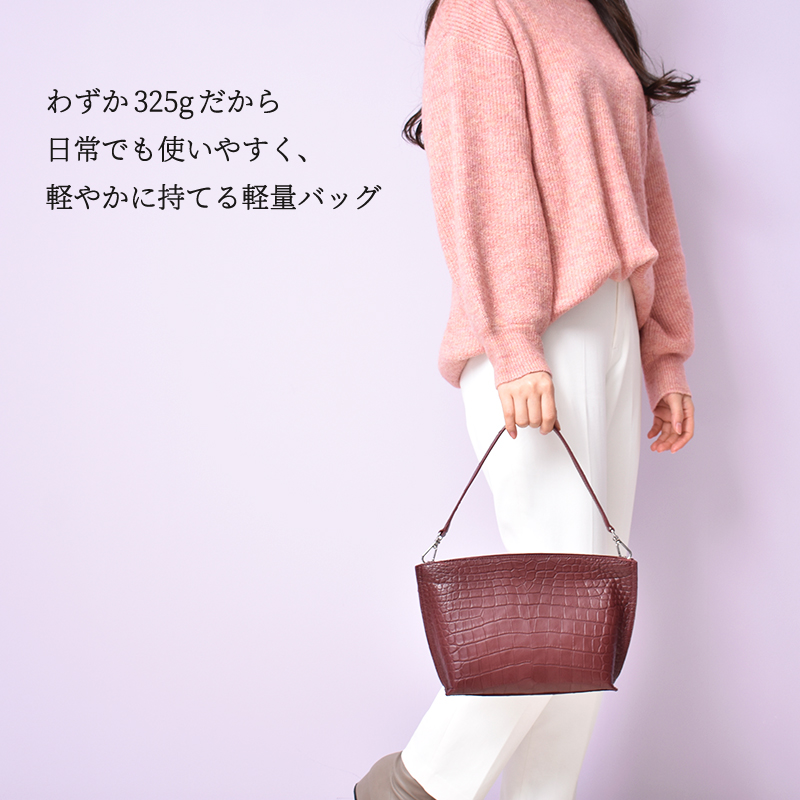 MGSABLE ショルダーバッグ クロコダイル レディース 本革 通勤