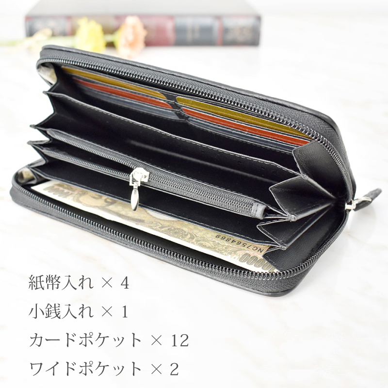 高評価！高評価！新品未使用 ジャバラ式カード入れ36箇所☆レディース長財布 濃紺系 長財布