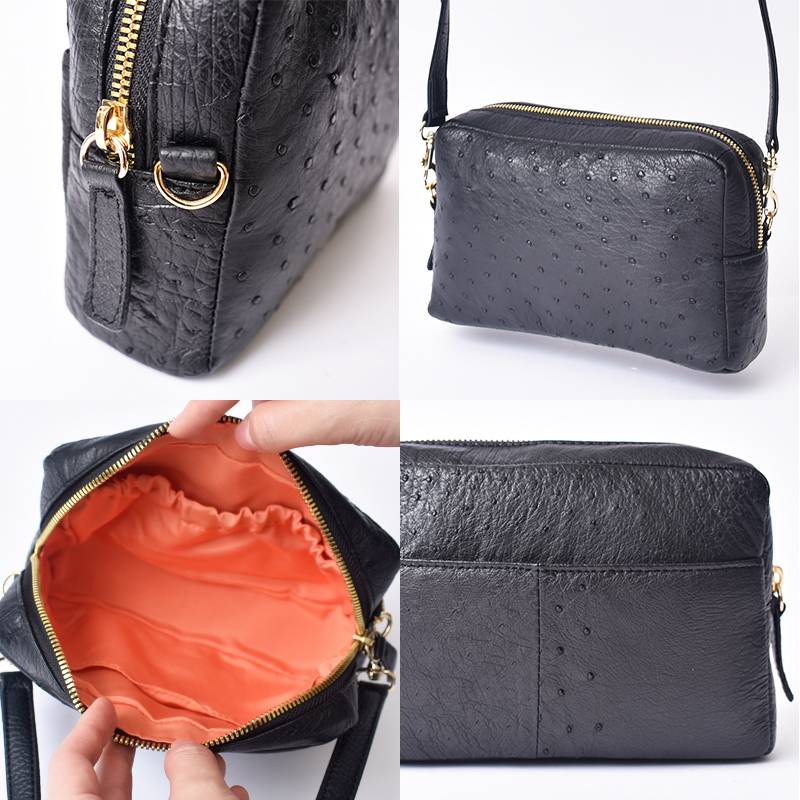 美品 高島屋 リアル オーストリッチ ショルダークロスボディーバック ポシェット 髙島屋 - 美品 高島屋 リアル オーストリッチ ショルダークロス