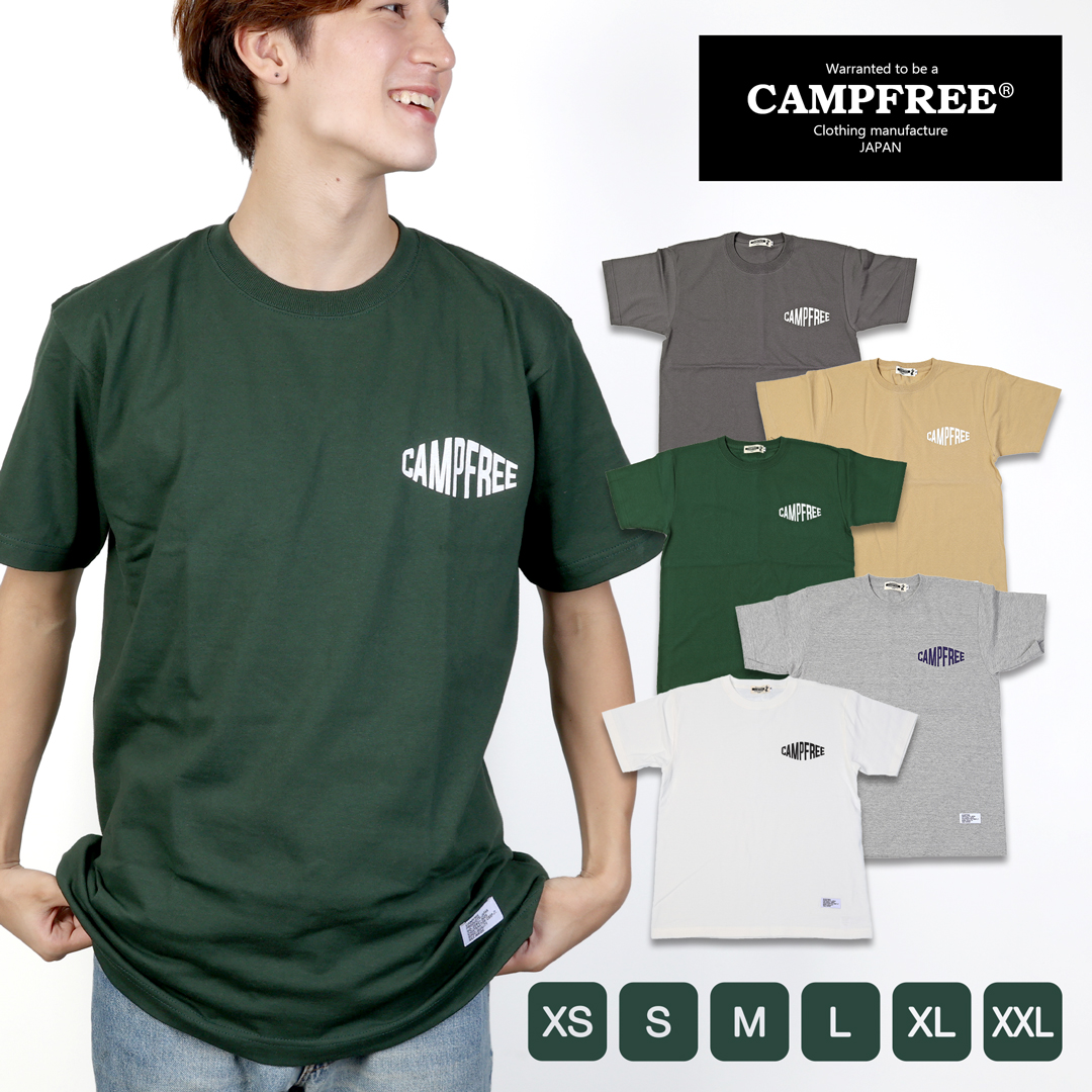 CAMPFREE ティシャツ メンズtシャツ ロゴ プリント 夏 半そで 綿100