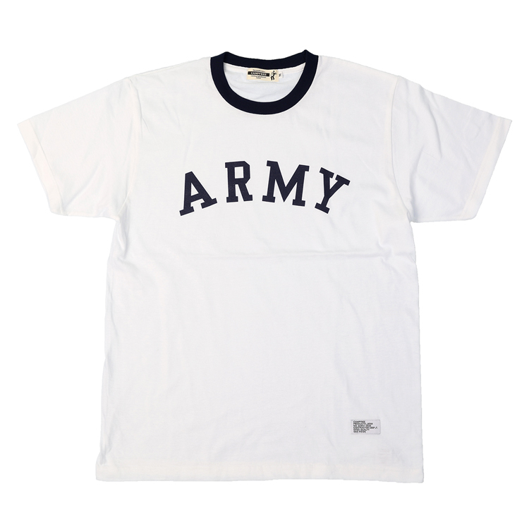 Tシャツ ARMY 半袖 ワンポイント リンガーTシャツ CAMPFREE プリントT