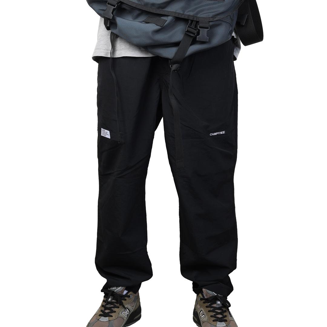 ナイロンパンツ 刺繍 CAMPFREE パッカブル バーサタイル ワンポイント
