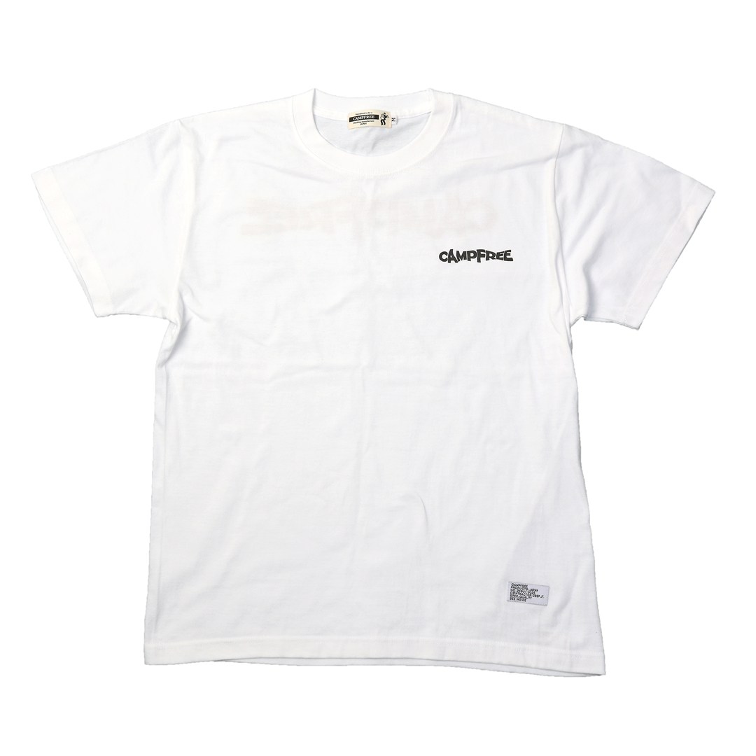 CAMPFREE コットン ロゴ Tシャツ メンズ 半袖 5.6オンス ワンポイント バックプリント...