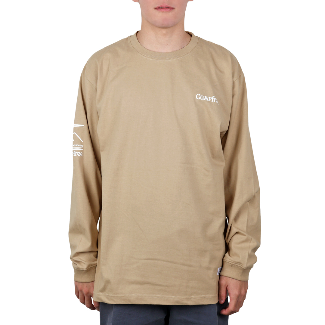 CAMPFREE ティシャツ メンズ ロンT ロゴプリント ワンポイント 袖