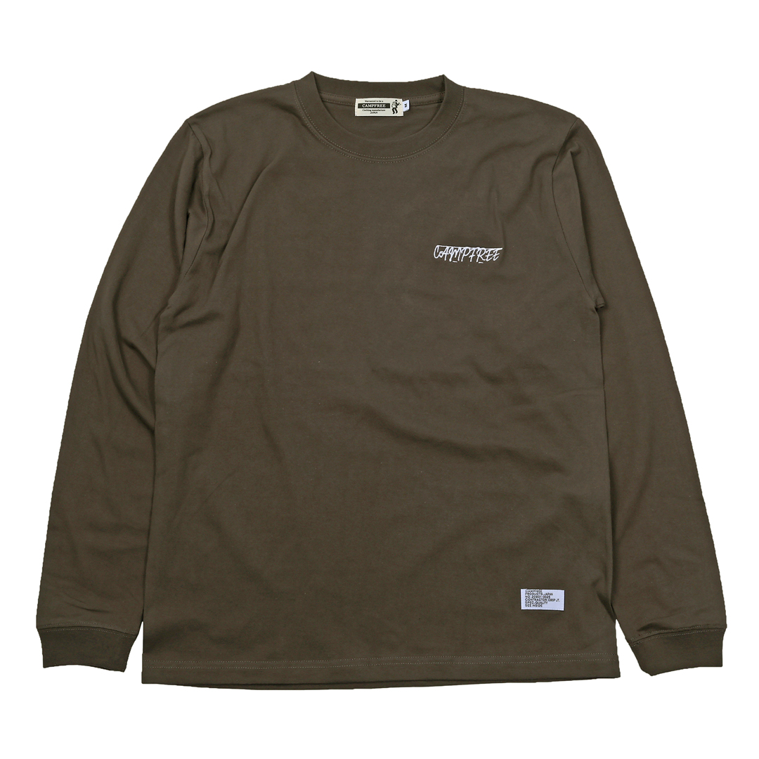 CAMPFREE ティシャツ メンズ ロンT ロゴプリント ワンポイント 袖