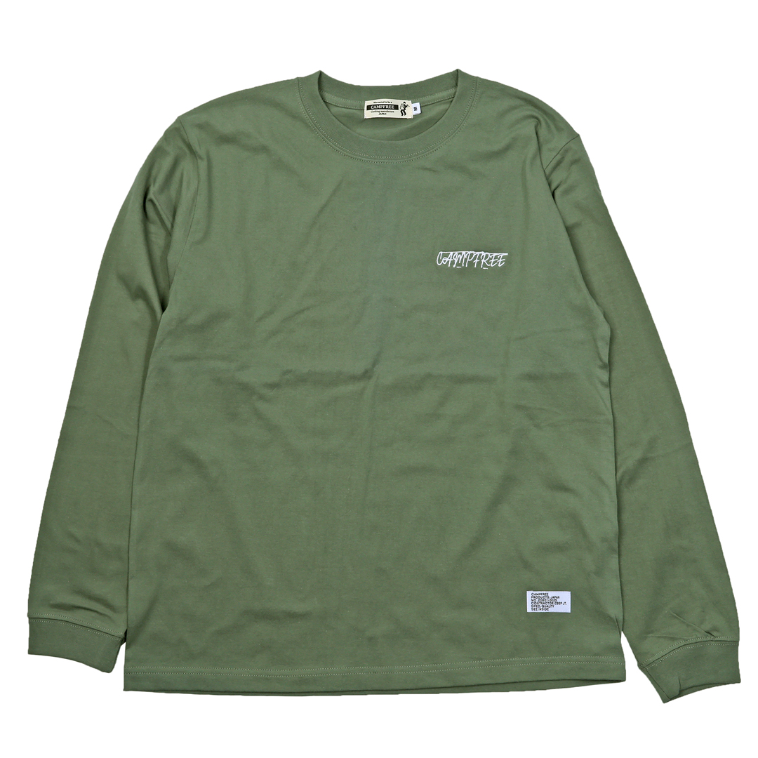 Resurrection ロゴプリント 長袖T CAMPFREE ティシャツ メンズ ロンT ロゴプリント ワンポイント 袖