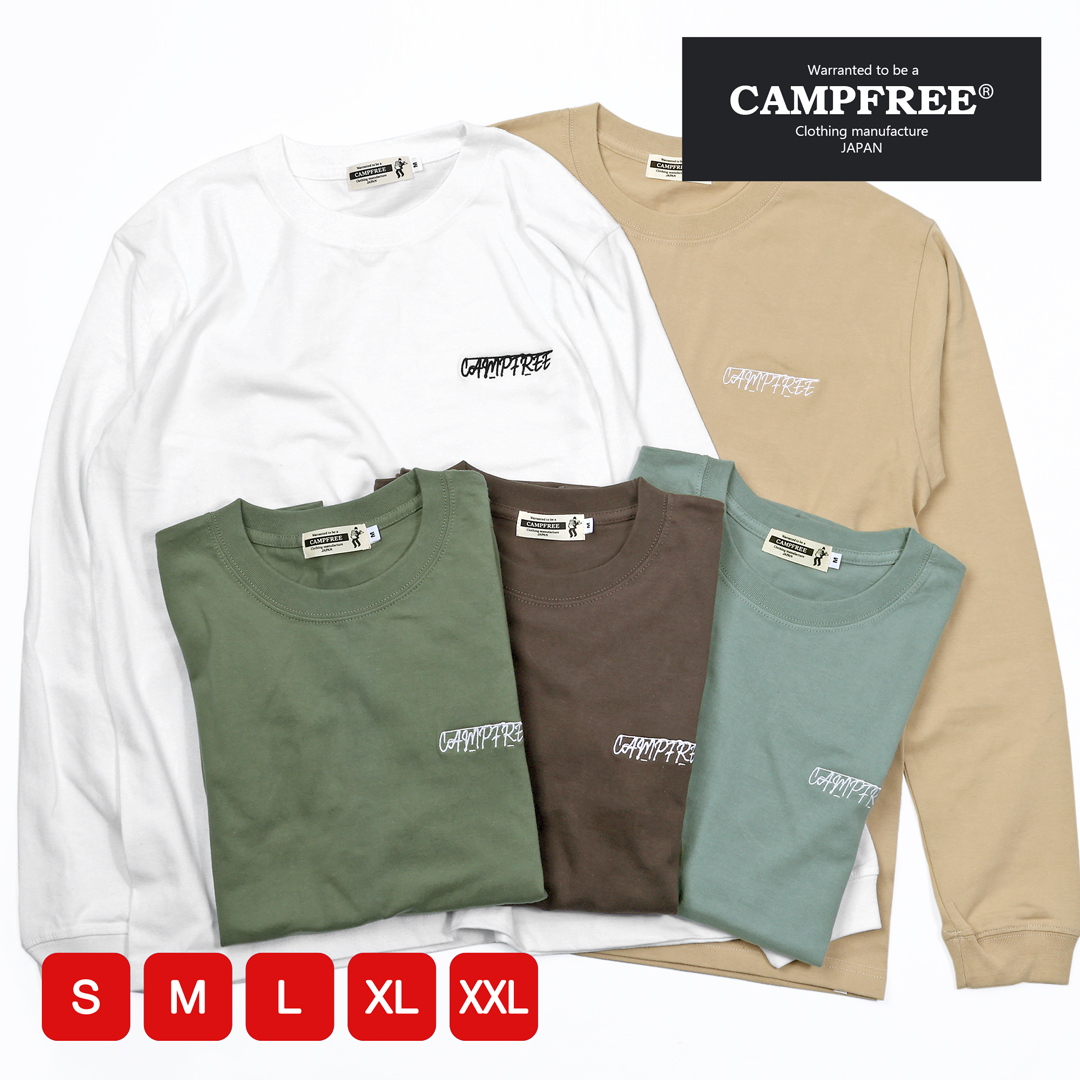 CAMPFREE ティシャツ メンズ ロンT ロゴプリント ワンポイント 袖