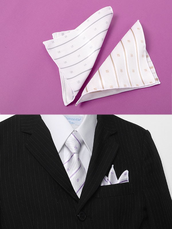 ポケットチーフ チーフ ポケット ホワイト ストライプ クレスト柄 卒