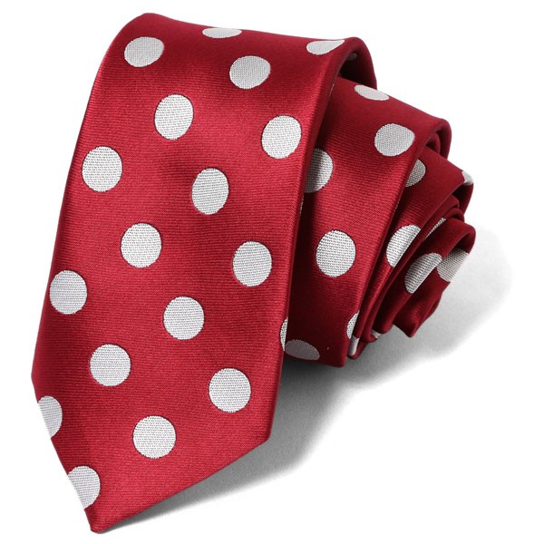 ネクタイ おしゃれ 大玉ドット柄 スリムネクタイ スリムタイプ 水玉柄
