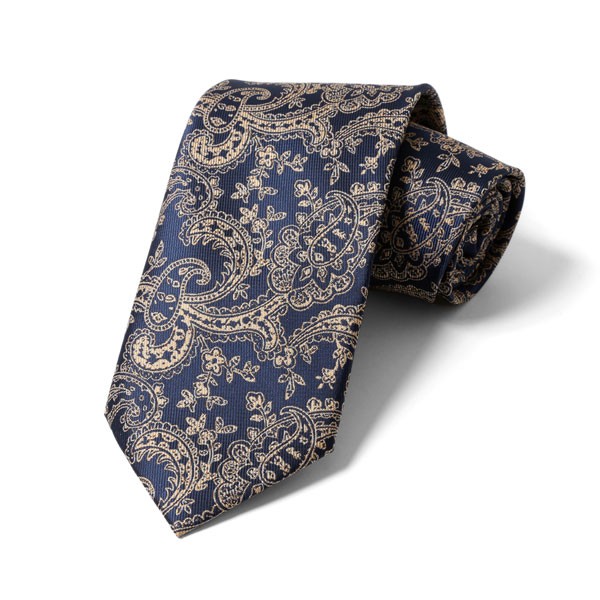 ネクタイ おしゃれ メンズ ネイビー ペイズリー柄 バンダナ柄