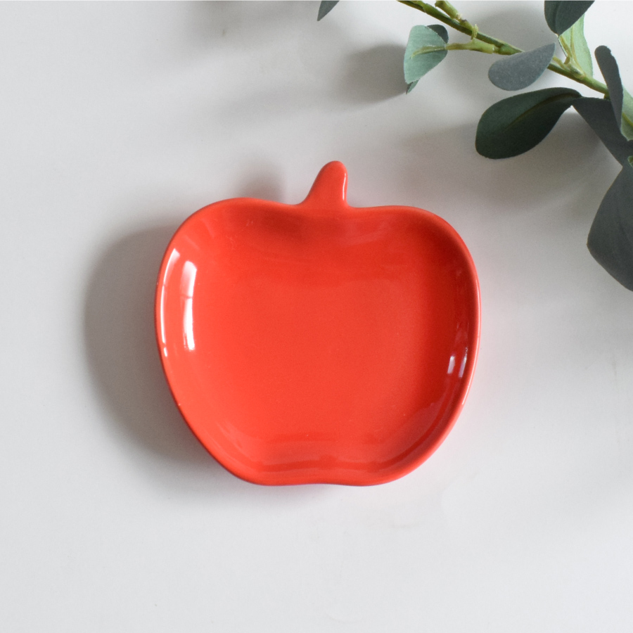 食器 おしゃれ 小皿 2色のりんご小皿 美濃焼 アウトレット りんご 赤