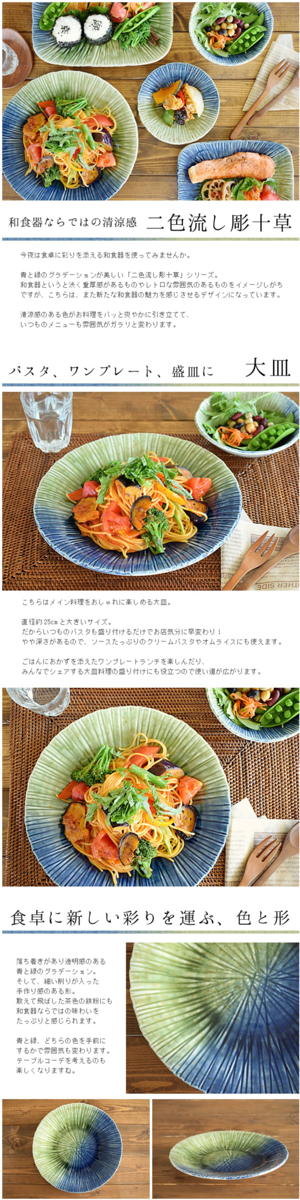 食器 和食器 おしゃれ 皿 大皿 二色流し彫十草大皿 モダン 美濃焼