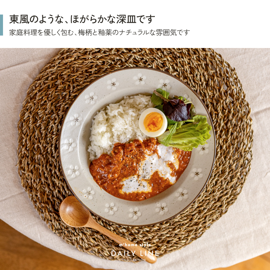 スープ皿 KOCHI 23.5cmクープ 大皿 カレー皿 パスタ皿 深皿 梅 花柄 和