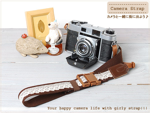 カメラストラップ camera strap ワンタッチタイプ 一眼レフ ミラーレス一眼用 レースブラウン :80038-1:ミーナ - 通販 -  Yahoo!ショッピング