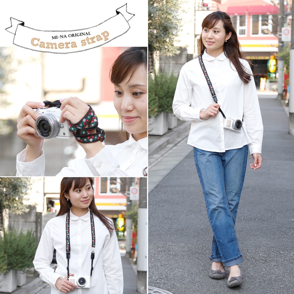 カメラストラップ camera strap 一眼レフ ミラーレス一眼用 レトロローズ フリータイプ :80035-111:ミーナ - 通販 -  Yahoo!ショッピング