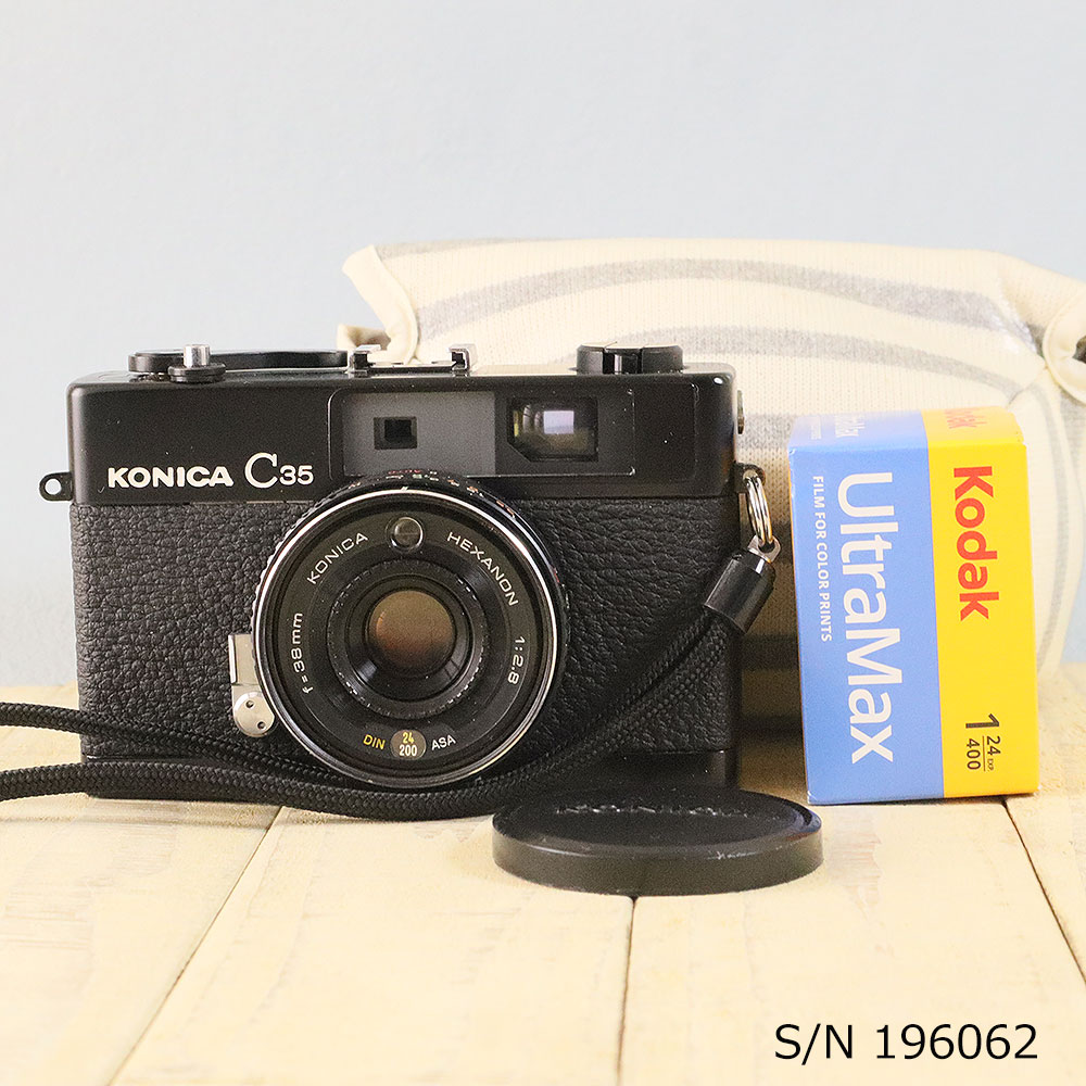 中古】【保証付 】 コニカ KONICA C35 ブラック S/N 196062（ケース