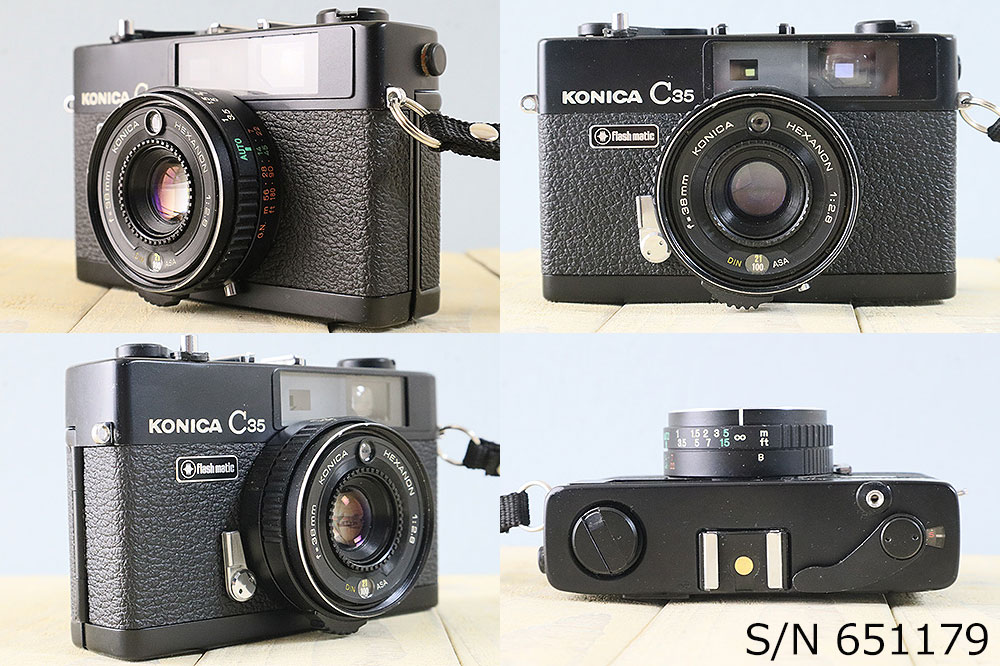 中古】【保証付 】 コニカ KONICA C35 Flashmatic ブラック S/N 651179