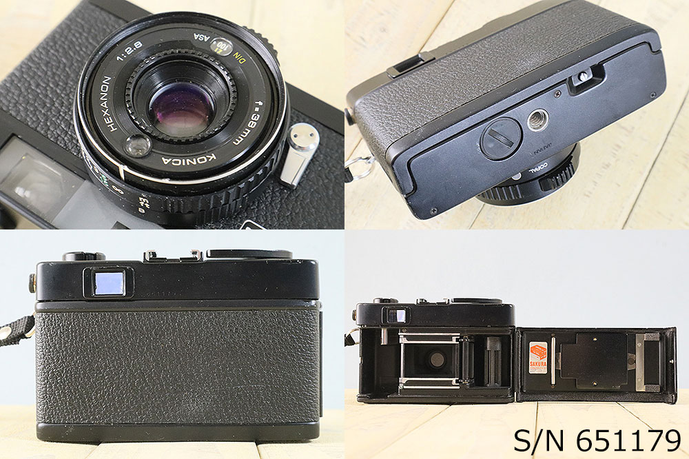 中古】【保証付 】 コニカ KONICA C35 Flashmatic ブラック S/N 651179