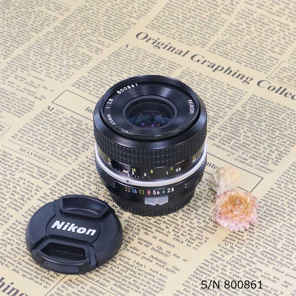 【保証付 】【中古】　オールドレンズ　Nikon NIKKOR 35mm f2.8 ニコン Fマウント S/N 800861　(ポーチ付)