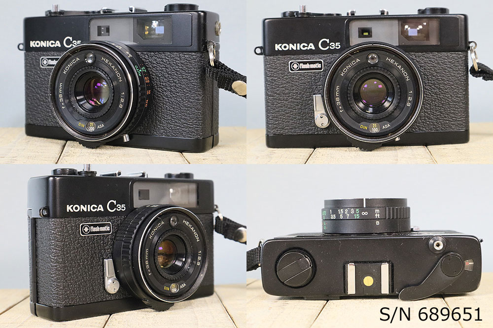 中古】【保証付 】 コニカ KONICA C35 Flashmatic ブラック S/N 689651