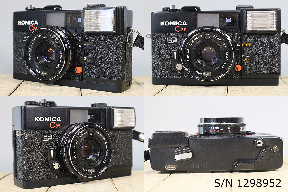 KONICA フィルムカメラ カバー付き 中古】【保証付 】 コニカ KONICA C35 EF S/N 1298952（ケース