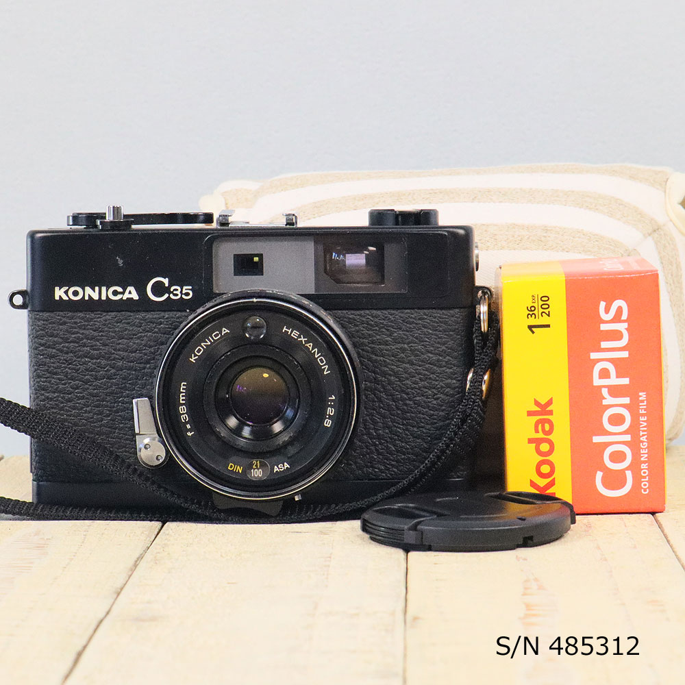 中古】【保証付 】 コニカ KONICA C35 ブラック S/N 485312（ケース