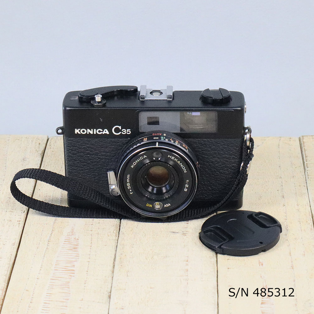 中古】【保証付 】 コニカ KONICA C35 ブラック S/N 485312（ケース