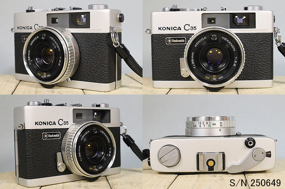 中古】【保証付 】 コニカ KONICA C35 Flashmatic S/N 250649（ケース