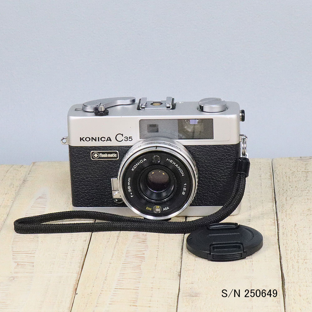 中古】【保証付 】 コニカ KONICA C35 Flashmatic S/N 250649（ケース