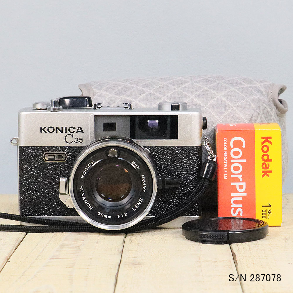 中古】【保証付 】 コニカ KONICA C35 FD S/N 287078（ケース 