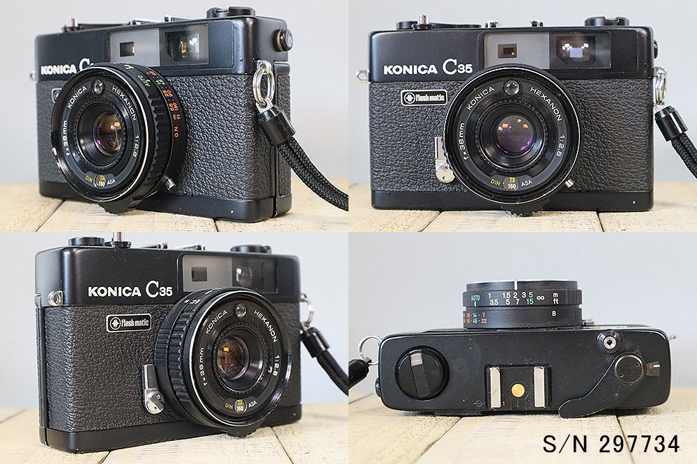 中古】【保証付 】 コニカ KONICA C35 Flashmatic ブラック S/N 297734
