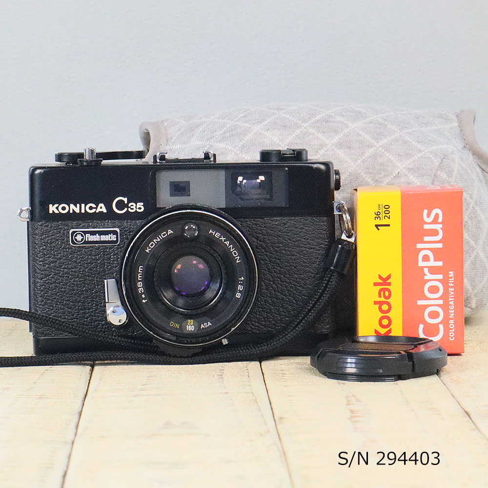 Konica C35 flash matic ブラック×イエロー【整備済完動品】 中古】【保証付 】 コニカ KONICA C35 Flashmatic ブラック S/N 294403