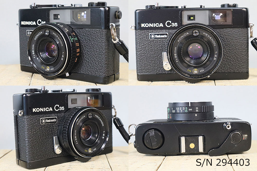 中古】【保証付 】 コニカ KONICA C35 Flashmatic ブラック S/N 294403