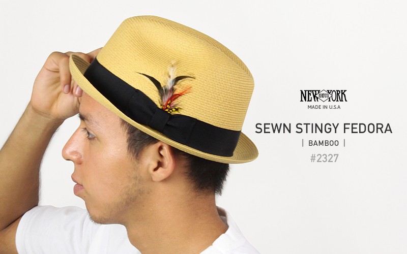 NEW YORK HAT ニューヨークハット Sewn Stingy Fedora ストローハット 