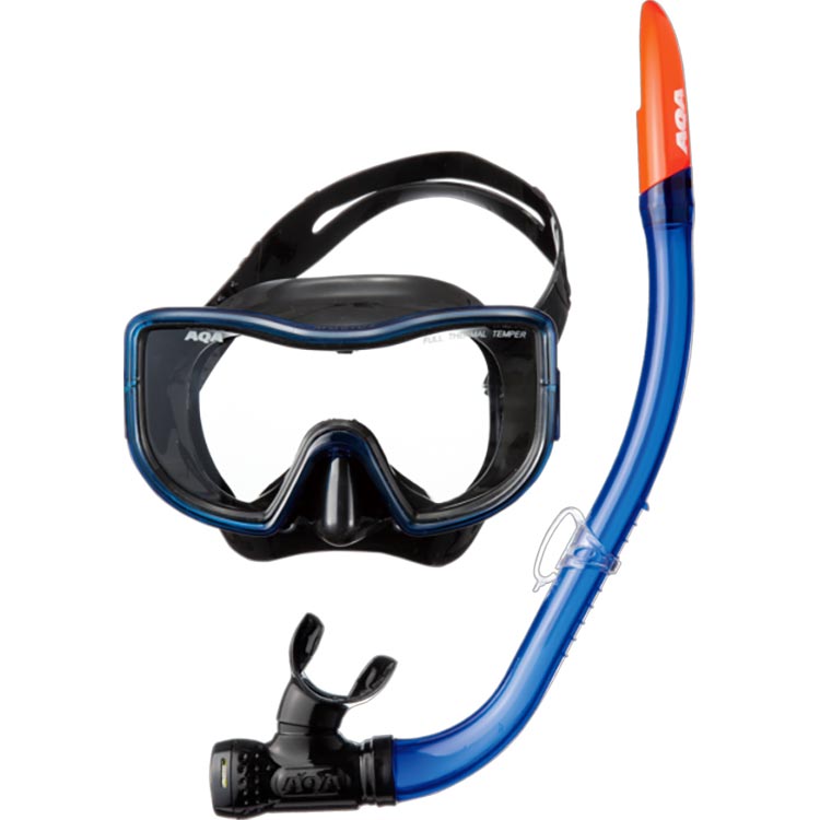 [ AQA ] シュノーケルセット KZ-9071N メビウスライト&サミーＶライト2 2点セット（男性向けサイズ）[ブラックxネオンライム](シュノーケリング用) |  | 06