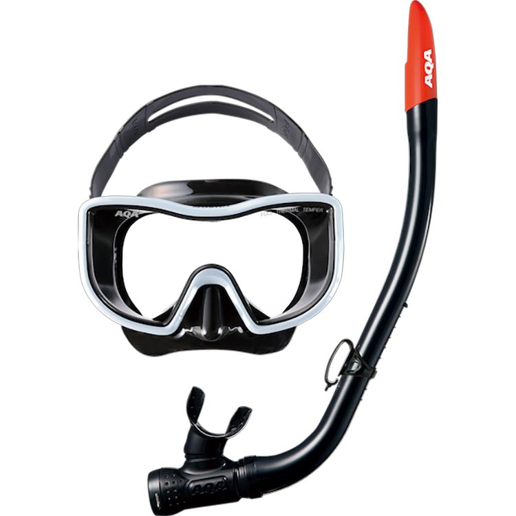 [ AQA ] シュノーケルセット KZ-9071N メビウスライト&サミーＶライト2 2点セット（男性向けサイズ）[ブラックxネオンライム](シュノーケリング用) |  | 07