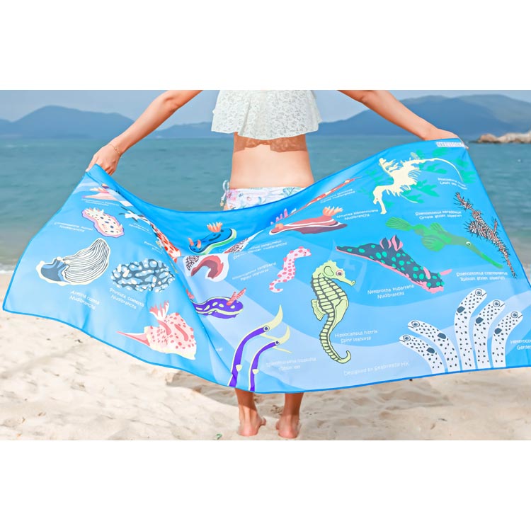 [ OCEANARIUM ] ドライタオル T09 skyblue nudibranches identification dry towel 80cm x 140cm |  | 01