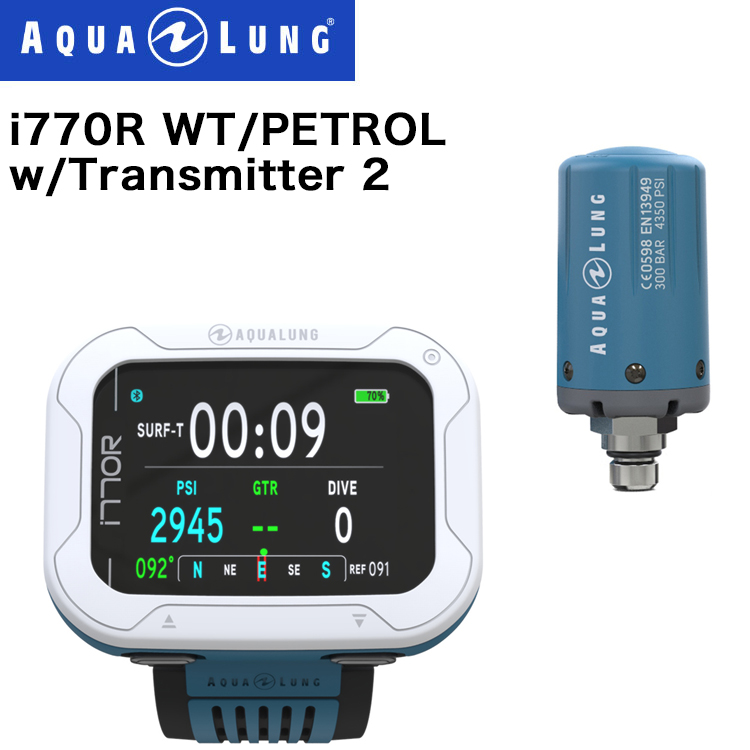 [ AQUALUNG ] アクアラング i770R WT/PETROL (トランスミッター2付き) ダイブコンピュータ | 