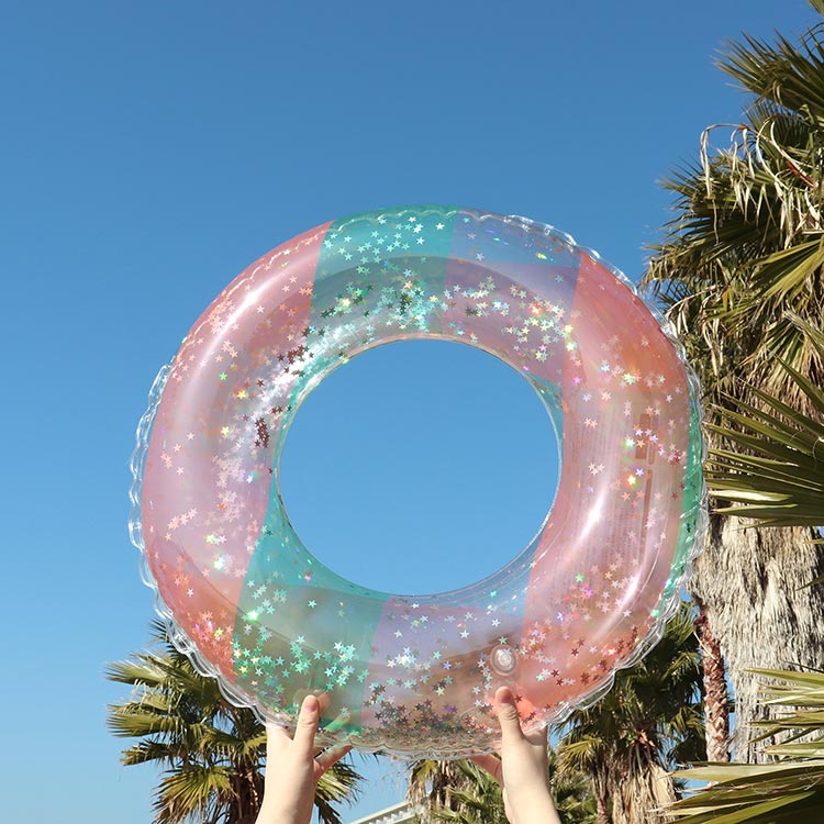 [ BREEZE ] クリアチェック リングフロート（ラメ） J376A14 浮き輪 |  | 14