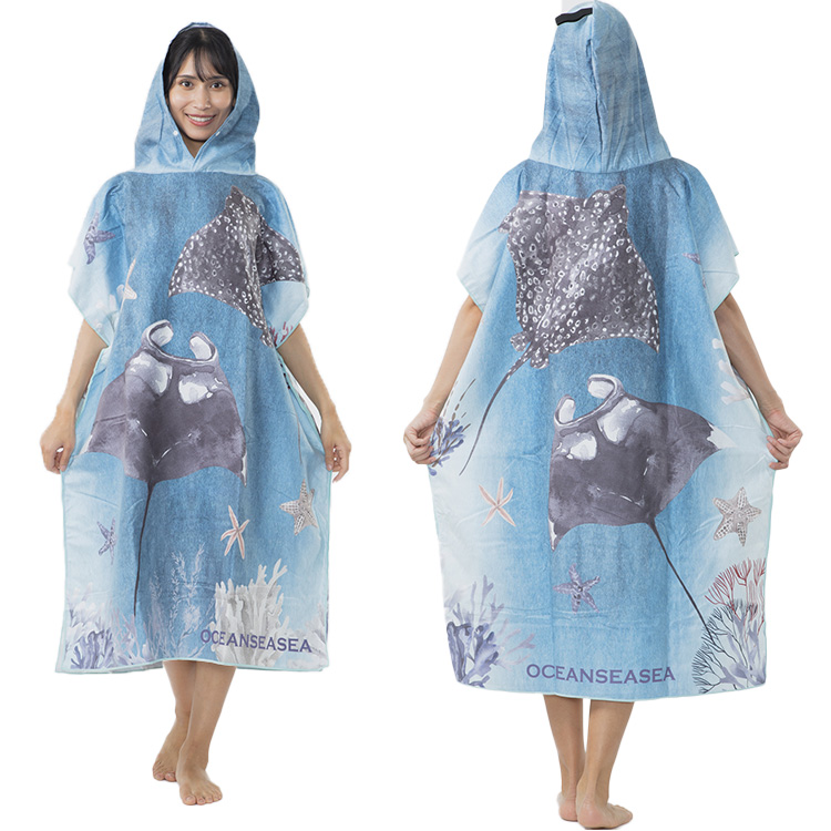 [ OCEANSEASEA ] お着替えポンチョ マイクロドライタオル 80cm×110cm |  | 01