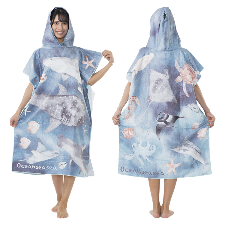 [ OCEANSEASEA ] お着替えポンチョ マイクロドライタオル 80cm×110cm |  | 04
