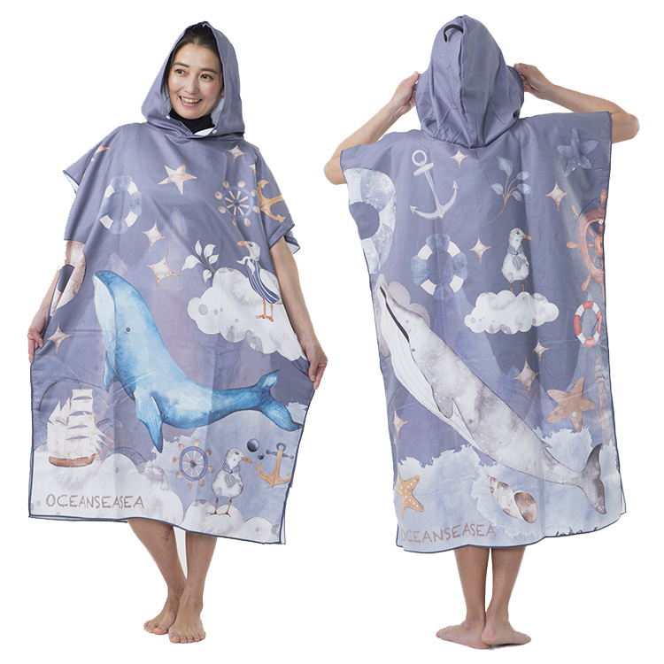[ OCEANSEASEA ] お着替えポンチョ マイクロドライタオル 80cm×110cm |  | 07