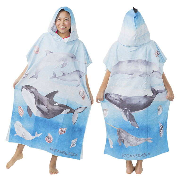 [ OCEANSEASEA ] お着替えポンチョ マイクロドライタオル 80cm×110cm |  | 10